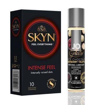 10 шт SKYN Intense Feel + Лубрикант System JO GELATO White Chocolate Raspberry (30 мл) SOS4806 фото