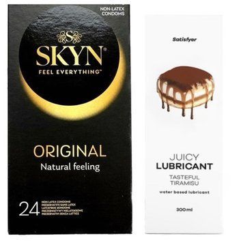 Набор Лубрикант Satisfyer Tasteful Tiramisu 300мл + SKYN Original 24 шт. SOS12850 фото