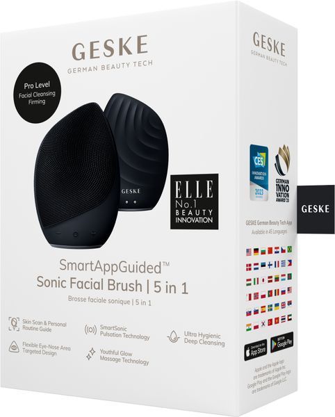 Электронная ультразвуковая щетка для лица GESKE Sonic Facial Brush 5в1 black HB0069 фото