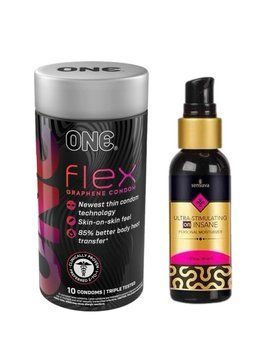 ONE Flex 10 шт. + Збуджуюча  змазка на гибрідной основі Sensuva - Ultra-Stimulating On Insane (57 мл) SOS6405 фото