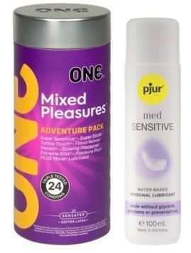 Комплект ONE Mixed Pleasures 24 шт + Pjur MED Sensitive Glide 100 мл SOS12986 фото
