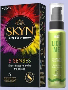 Комплект SKYN 5 Senses + Гель INTT Lick Me Kissable Gel Caipirinha 50 мл SOS5483 фото