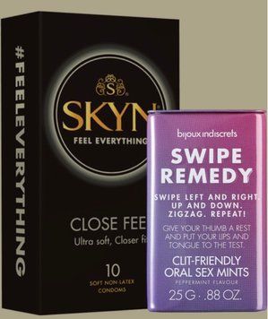Набір SKYN Close Feel пачка 10 штук + М'ятні цукерки Bijoux Indiscrets Swipe Remedy &ndash; clitherapy oral sex mints SOS5049 фото