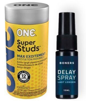 Набор 12 шт ONE Super Studs + Boners Delay Spray SOS9029 фото