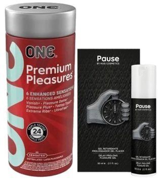 Набір з 24 шт ONE Premium Pleasures + Пролонгатор PAUSE, 50 мл Nuei SOS9373 фото