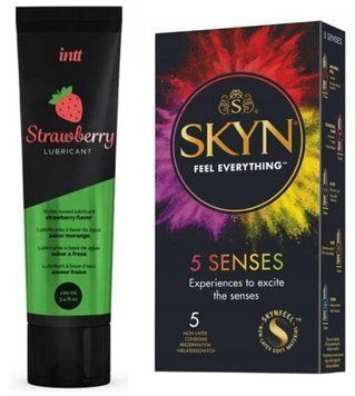Набор SKYN 5 Senses. + Лубрикант на водной основе Intt Strawberry (100 мл) SOS1173 фото