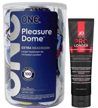 Набор из ONE Pleasure Dome, 100 шт + Пролонгатор System JO Prolonger Gel (60 мл) SOS9573 фото