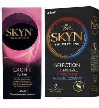 Набір : SKYN Excite Orgasmic Gel for Her 15 мл (стимулюючий гель) та Skyn Selection &ndash; 9 шт SOS653 фото