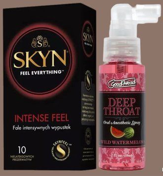 Комплект SKYN Intense Feel 10 шт + Спрей Doc Johnson GoodHead DeepThroat Spray - Watermelon 59 мл SOS5624 фото