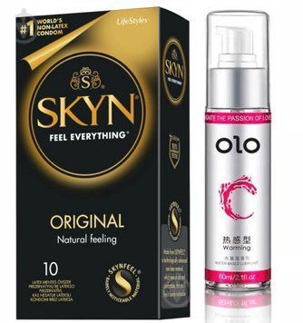 Набор SKYN ORIGINAL 10 шт и Лубрикант OLO согревающий &ndash; 60 мл SOS744 фото