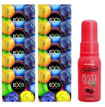 EXS BUBBLEGUM 10 шт + Doc Johnson GoodHead Booty Licker Spray &ndash; Cherry (29 мл) SOS14027 фото
