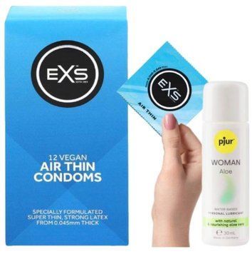 Комплект EXS Air Thin 12 шт + Pjur Woman Aloe 30 мл  SOS13585 фото