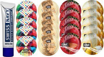 Набор из Swiss Navy Water-Based 10 мл + ONERibs + ONE Vanish + ONE Chocolate Strawberry + ONEBanana SOS8522 фото