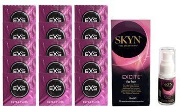 Комплект EXS Extra Thick 15 шт + SKYN Excite Orgasmic Gel for Her, 15 мл SOS14683 фото