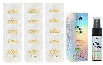 Комплект EXS Pure15 шт + ntt Clit Me On Red Fruits Warming Effect, 12 мл SOS14821 фото