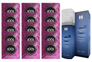 Комплект EXS Extra Thick 15 шт + SHS Penilarge Gel SOS14733 фото