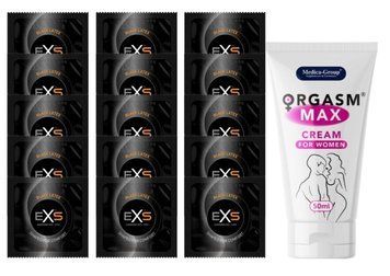 Комплект EXS Black Latex 15 шт + Orgasm Max Cream for Women 50 мл SOS14644 фото