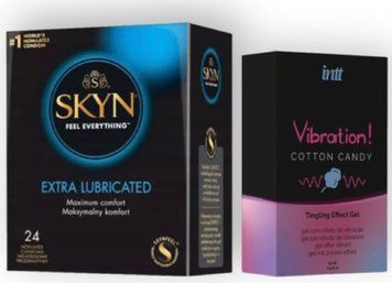 SKYN Extra Lube 24 шт + Intt Vibration Cotton Candy (15 мл) SOS7032 фото