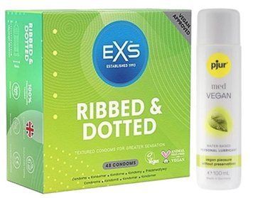 Набор EXS Ribbed & Dotted (48 шт) + pjur MED Vegan Glide 100 мл SOS13535 фото