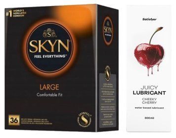 Набір Лубрикант Satisfyer Cheeky Cherry 300 мл + SKYN Large 36 шт. SOS12801 фото