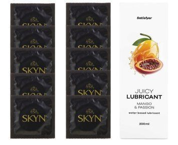 Комплект SKYN Original 10 шт. + Лубрикант Satisfyer Juicy Lubricant Mango & Passion 300 мл SOS12633 фото