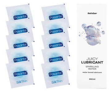 Комплект Pasante Silk 10 шт. + Лубрикант Satisfyer Juicy Lubricant Sparkling Water 300 мл SOS11532 фото