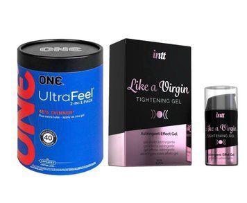 ONE UltraFeel 2-in-1 Pack 40 шт + Гель для сужения Intt Like a Virgin 15 мл. SOS6356 фото