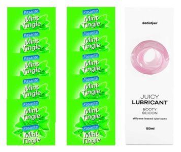Комплект Pasante Mint 10шт. + Лубрикант Satisfyer Juicy Lubricant Booty Silicon 150 мл SOS11682 фото