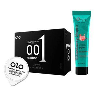 Набор : OLO Feeling Ultrathin &mdash; 10 шт и Лубрикант Orgie Клубничный мохито &mdash; 100 мл SOS919 фото