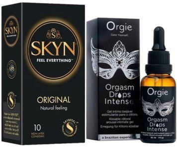 Набір з SKYN Original (10 шт) + рідкий стимулятор Orgie Orgasm Drops Intense (30 мл)  SOS9883 фото
