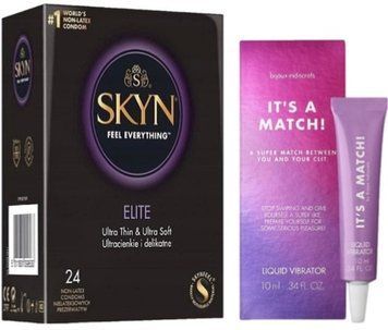 Набір з SKYN Elite (24 шт) + Рідкий вібратор Bijoux Indiscrets Clitherapy Liquid Vibrator &ndash; IT'S A MATCH SOS10129 фото