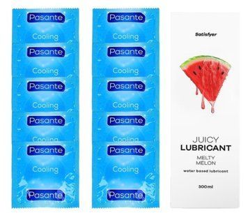 Комплект Pasante Cooling 10шт. + Лубрикант Satisfyer Juicy Lubricant Melty Melon 300 мл SOS11582 фото