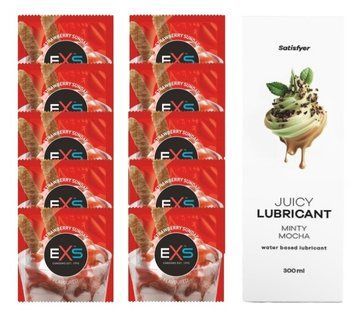 Комплект: EXS STRAWBERRY SUNDAE 10 шт. + Лубрикант Satisfyer Minty Mocha 300 мл SOS11441 фото