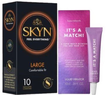 Набір з 10 шт SKYN Large + Рідкий вібратор Bijoux Indiscrets Clitherapy Liquid Vibrator &ndash; IT'S A MATCH SOS10329 фото