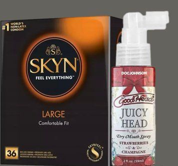 Комплект SKYN Large, 36 шт +  Спрей  Doc Johnson GoodHead - Juicy Head Strawberries and Champagne 59мл SOS5433 фото