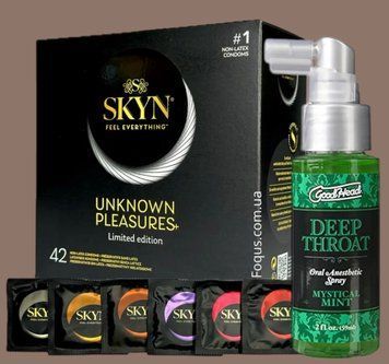Набір SKYN Pleasures, 42 шт-6 видів + Спрей Doc Johnson GoodHead DeepThroat Spray - Mystical Mint 59 мл SOS5161 фото