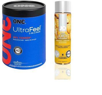 ONE UltraFeel 2-в-1. 40 шт.+Смазка на водной основе System JO H2O &mdash; Juicy Pineapple (120 мл) SOS6455 фото