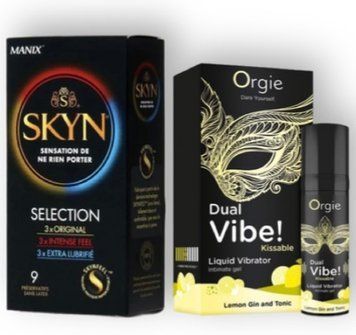 Skyn Selection 9 шт + Orgie Dual Vibe! Lemon Gin And Tonic 15 мл SOS6848 фото