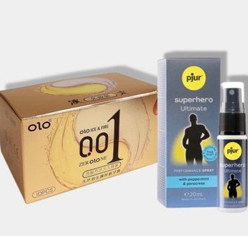 OLO 0.01 Ice Durable Gold 10 шт + Пролонгатор pjur Superhero Ultimate Spray 20 мл SOS5954 фото