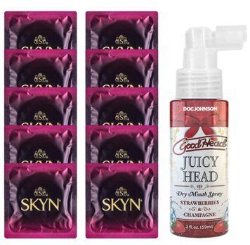 Комплект SKYN Cherry Sunrise 10 шт + Doc Johnson Juicy Head Spray &ldquo;Strawberries & Champagne&rdquo; (59 мл) SOS13676 фото