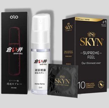 SKyn ​​Supreme Feel 10 штук + Пролонгатор OLO 5 мл satisfy well SOS5136 фото