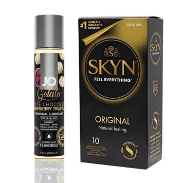 10 шт SKYN ORIGINAL + Лубрикант System JO GELATO White Chocolate Raspberry (30 мл) SOS4807 фото