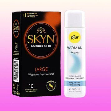 Комплект Skyn Large 10 шт + Лубрикант pjur Woman Aqua 100 мл SOS4450 фото