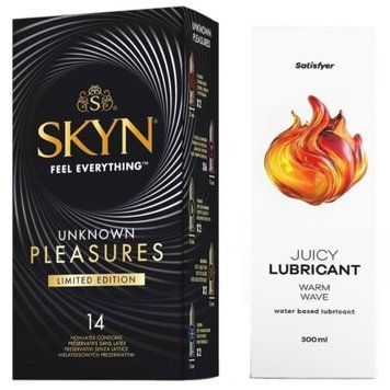 Набор Лубрикант Satisfyer Warm Wave 300мл + Skyn ​​Unknown Pleasures+ 14 шт. SOS12733 фото