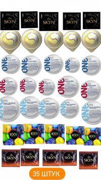 Набор Skyn , One , OLO и EXS 35 шт : Original, Warming , Ice Durable, Ribs , Classic , Sensitive , Bubblegum SOS463 фото