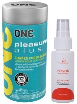Набор из ONE Pleasure Plus 12 шт + Пролонгатор Doc Johnson Power+ с Yohimbe Delay Spray For Men SOS9524 фото