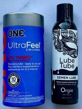 Набор ONE UltraFeel 2-in-1 10 шт. - Лубрикант SEMEN LUBE intimate gel, 150 мл Orgie SOS3328 фото