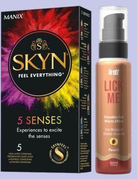 Комплект SKYN 5 Senses + Гель INTT Lick Me Kissable Gel Peach 50 мл SOS5484 фото
