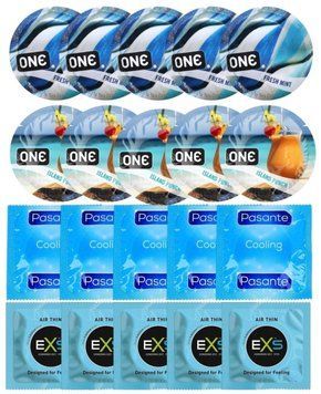 Набор 20 шт ONE Fresh Mint + ONE Island Punch + Pasante Cooling + EXS Air Thin SOS7183 фото