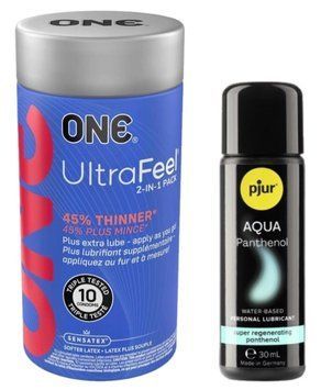 Набор ONE UltraFeel 10 шт + Pjur Aqua Panthenol 30 мл SOS13087 фото